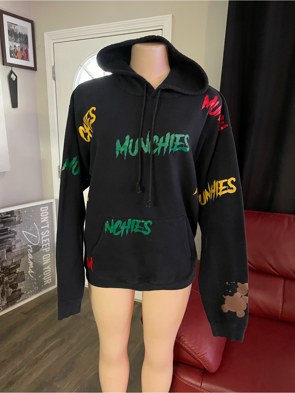 Black 'Munchies' Graphic Hoodie Sweatshirt - Unbranded wining team Medium smoker